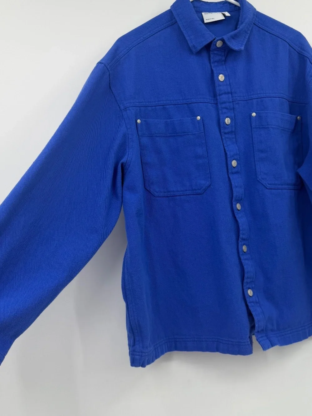 Asos Jacket Men Medium Blue Canvas Button Up Long Sleeve Shirt 90s Hiphop Y2K